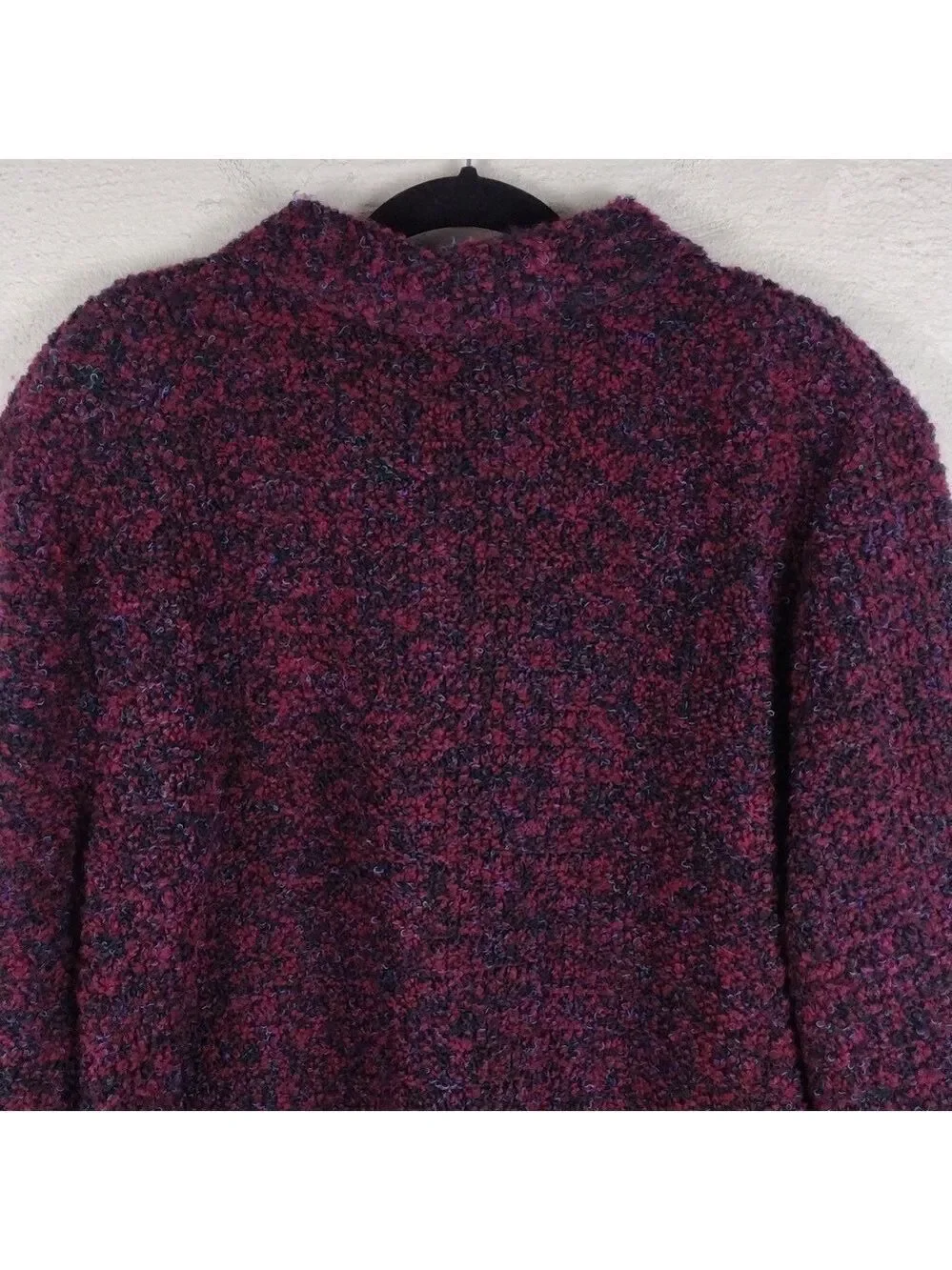 Dressbarn Woman Burgundy Knit  Collared Long Sleeve Button Up Cardigan Jacket